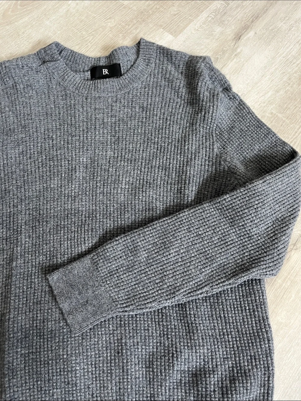 Banana Republic Merino Cashmere Waffle Knit Sweater Gray Mens L Wool Lux Elevate